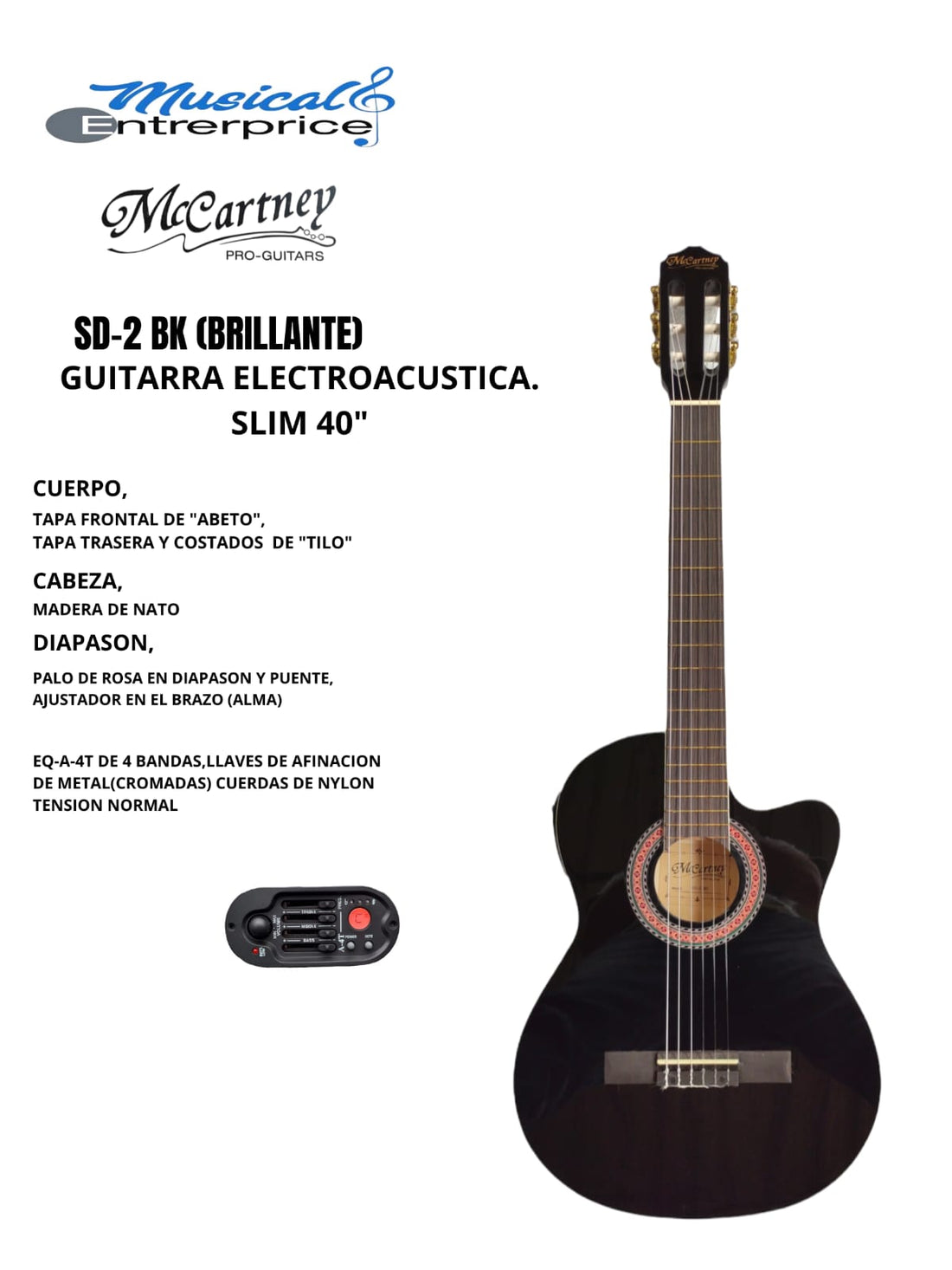 Guitarra electroacústica SD-2-BK