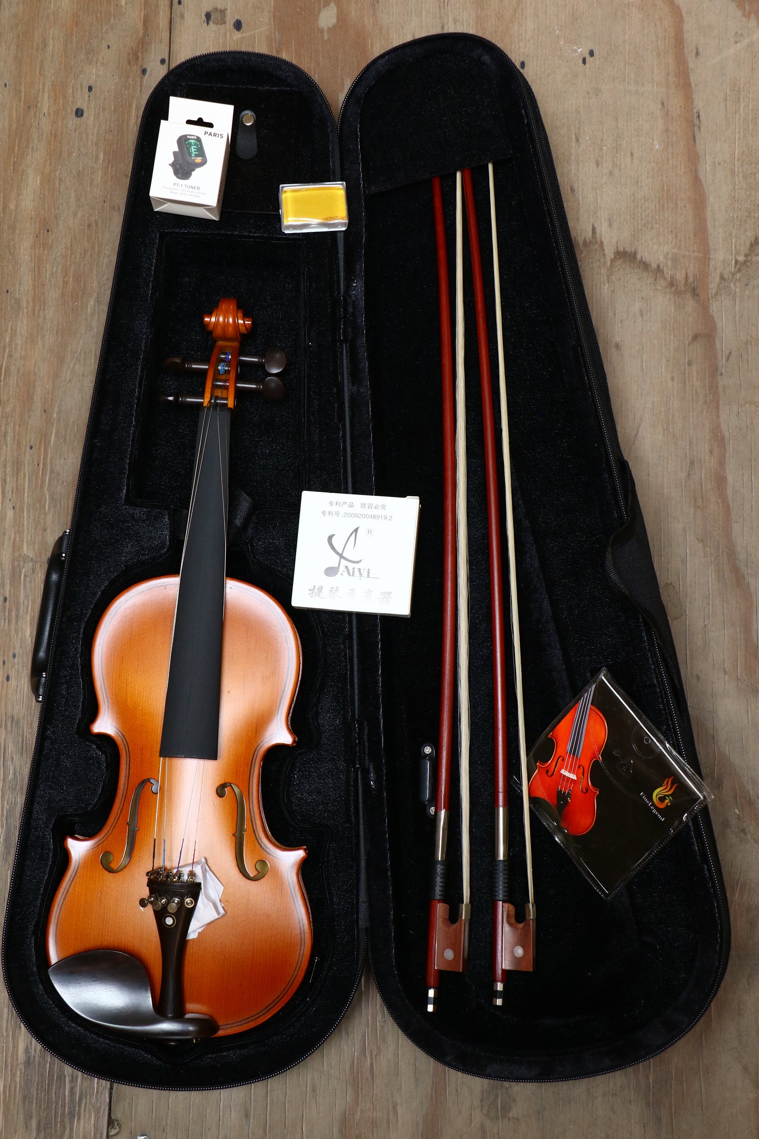 PARIS | VIOLÍN 1/2 TERMINADO NATURAL ANTIGUO MATE, PARTES DE MADERA TÉCNICA, MICROAFINADORES NEGROS