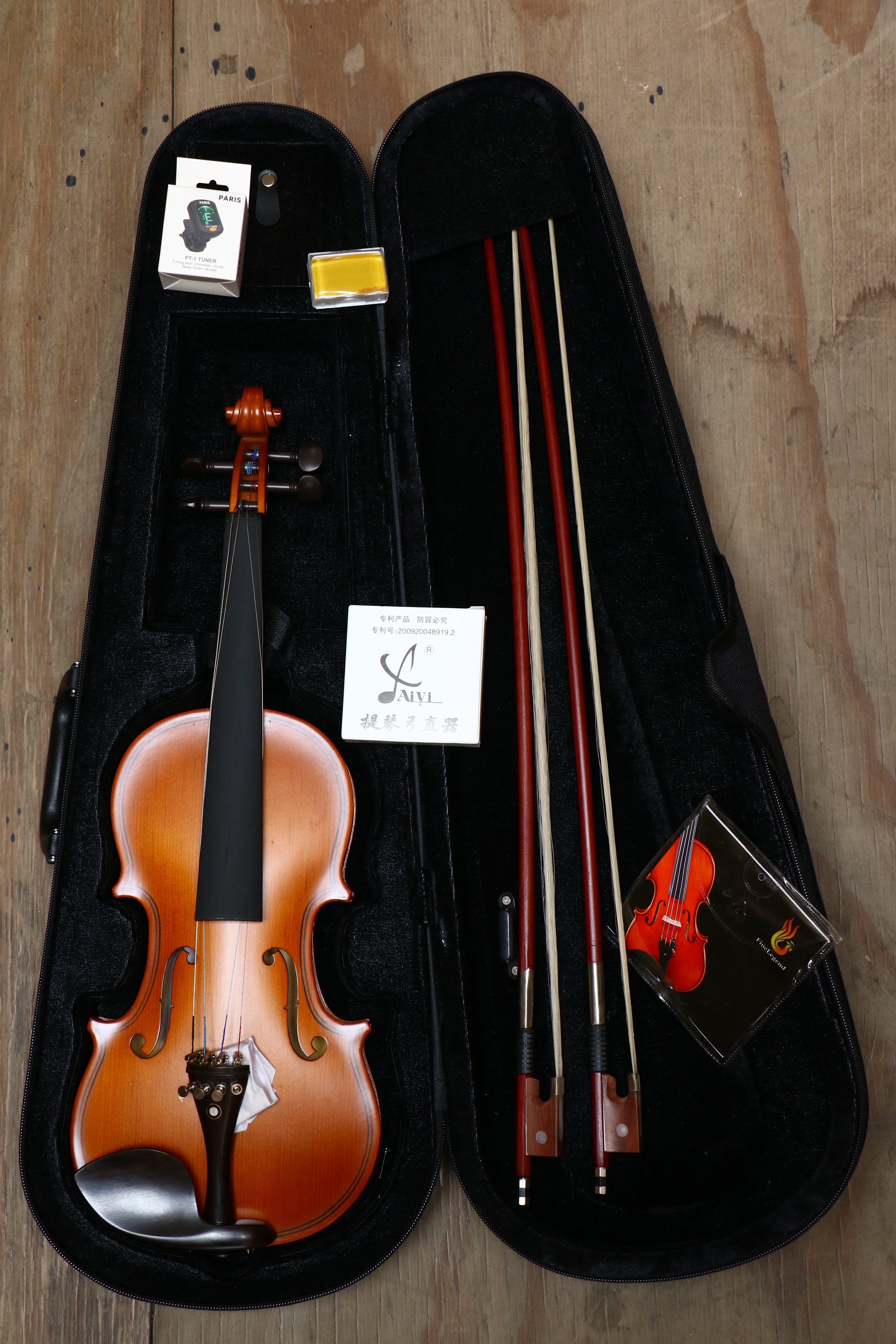PARIS | VIOLÍN 1/2 TERMINADO NATURAL ANTIGUO MATE, PARTES DE MADERA TÉCNICA, MICROAFINADORES NEGROS