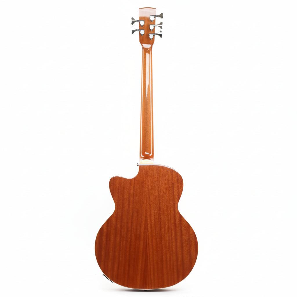 MUSICARTNEY |  BAJO ELECTROACUSTICO 5 CUERDAS COLOR NATURAL MEDIDA SUPER JUMBO. COLOR NATURAL