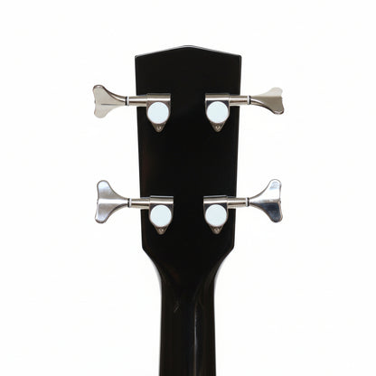 MUSICARTNEY | BAJO ELECTROACÚSTICO COLOR NEGRO, ALTO BRILLO,  STILO SUPER JUMBO, TAPA DE ABETO ROJO, CUERPO Y MASTIL DE CAOBA