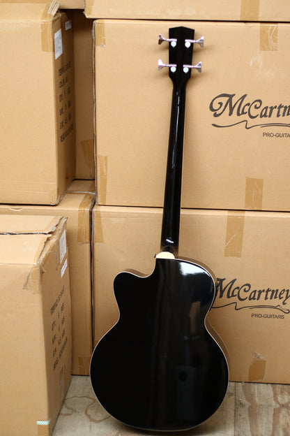 MUSICARTNEY | BAJO ELECTROACUSTICO COLOR SUN BURST, ALTO BRILLO,  STILO SUPER JUMBO, TAPA DE ABETO ROJO, CUERPO Y MASTIL DE CAOBA