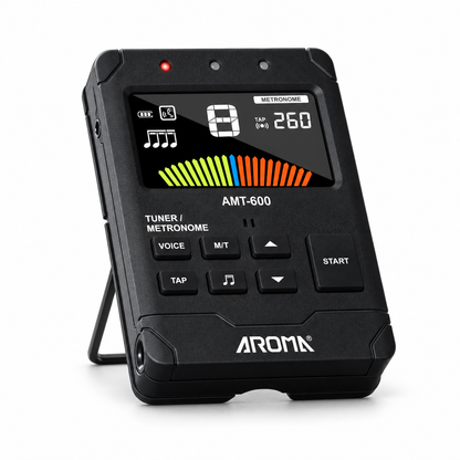 Aroma metrónomo 3 en 1 AMT600 con afinador y generador de tonos.