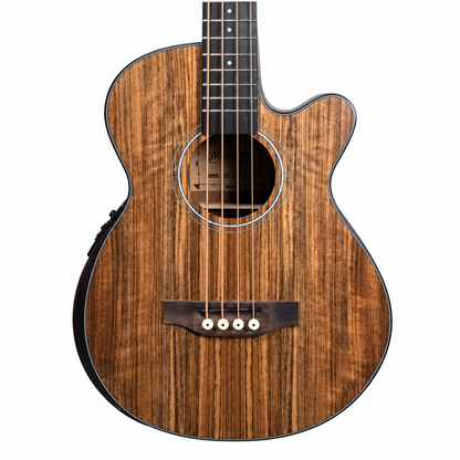 Musicartney bajo electroacústico MBA-4-KOA 4 cuerdas madera Koa con funda.