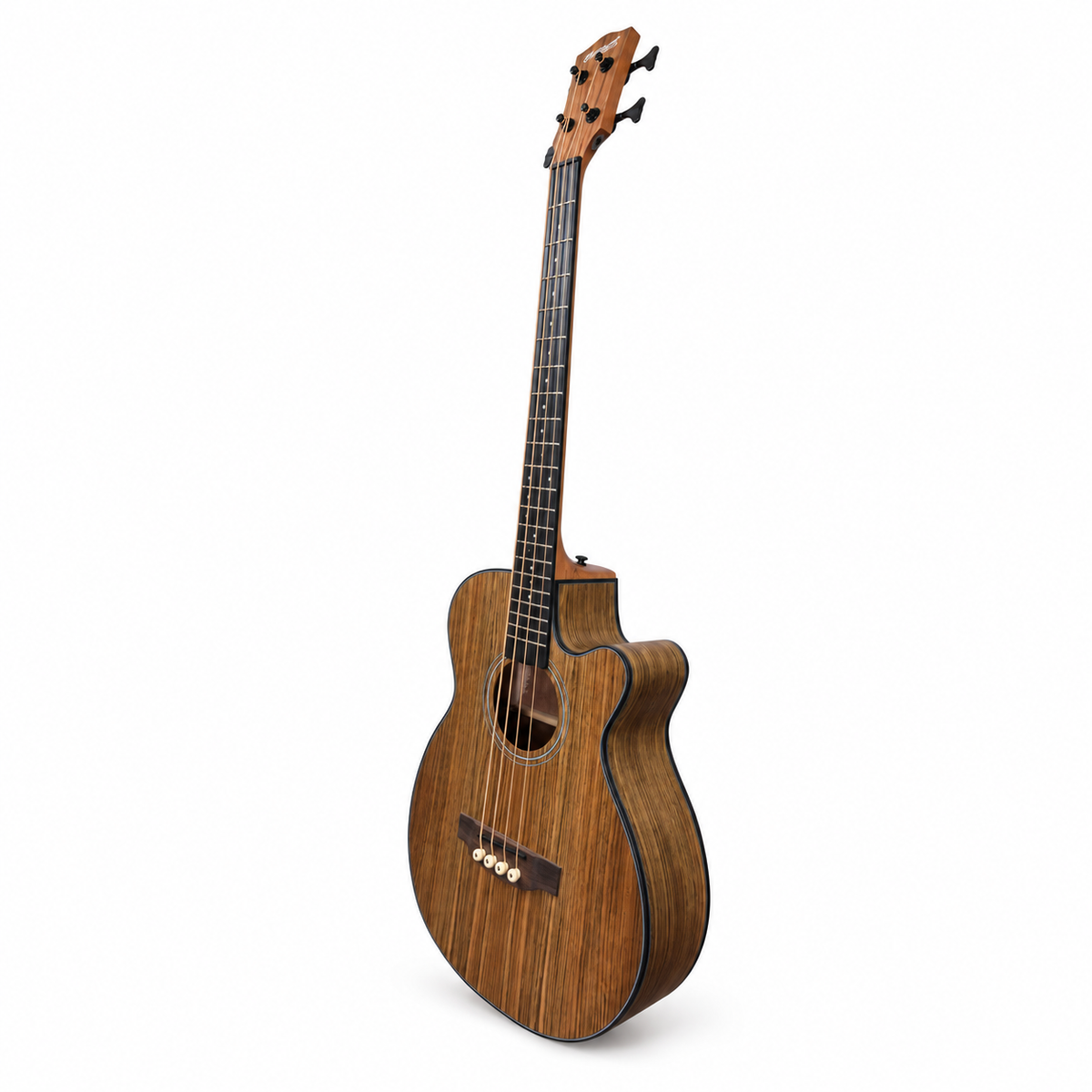 Musicartney bajo electroacústico MBA-4-KOA 4 cuerdas madera Koa con funda.