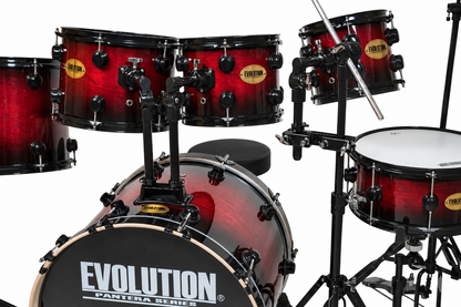 Evolution Batería Pantera de 6 piezas rojo sombreado con aros negros