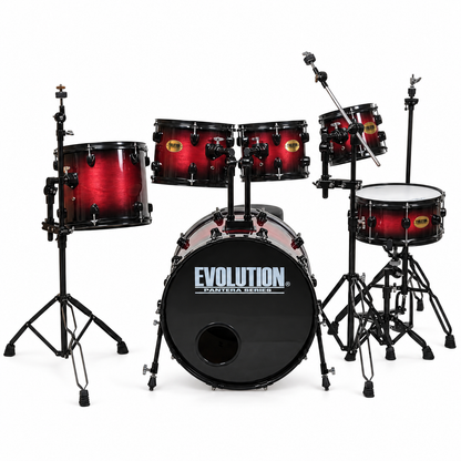 Evolution Batería Pantera de 6 piezas rojo sombreado con aros negros