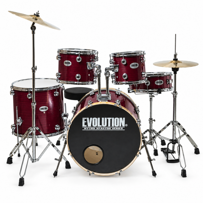 Evolution batería Nytro X Factor 5 piezas color rojo rayado con platillos