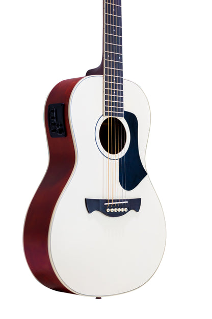 TAGIMA | GUITARRA ELECTROACÚSTICA SERIE LATAM, COLOR OLYMPIC WHITE SATIN NAZCA