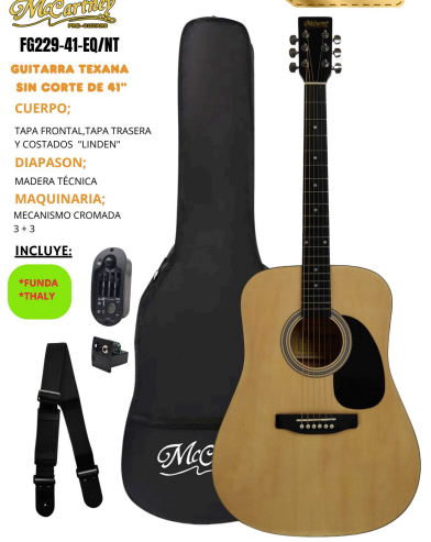 MCCARTNEY | GUITARRA TEXANA SIN CORTE 41&quot; COLOR NATURAL