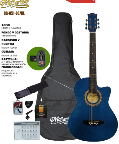 MCCARTNEY | GUITARRA ELECTROACUSTICA COLOR AZUL