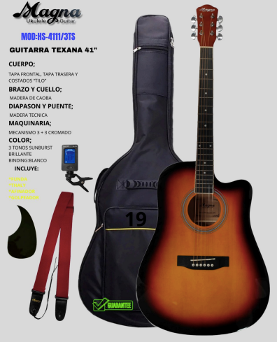 MAGNA | GUITARRA ACUSTICA DE 40&quot;TAPA FRONTAL