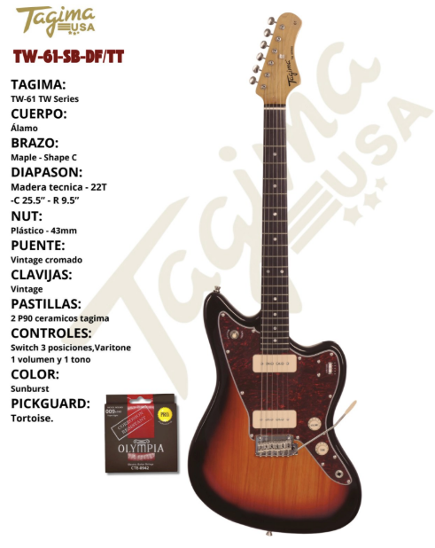 TAGIMA | GUITARRA ELECTRICA COLOR SOMBREADO MICA VINO