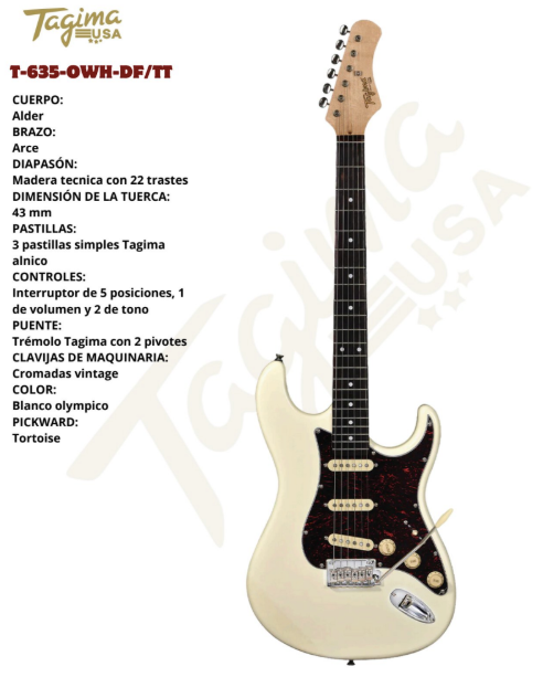 TAGIMA | GUITARRA ELÉCTRICA CUERPO ALDER COLOR BLANCO
