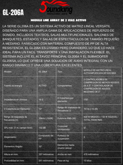 SOUNKING | MODULO LINE ARRAY ACTIVOS DE 2 VIAS