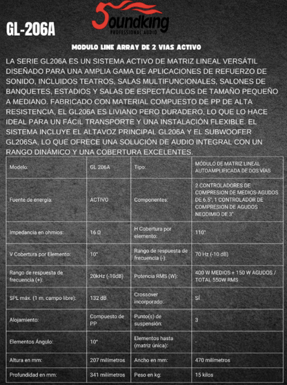 SOUNKING | MODULO LINE ARRAY ACTIVOS DE 2 VIAS