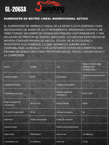 SOUNDKING | WOOFER LINE ARRAY ACTIVO DE 2 VIAS