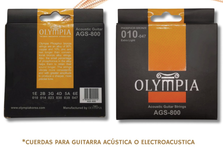 OLYMPIA | CUERDAS DE FÓSFORO DE BRONCE PARA GUITARRA ACÚSTICA Y ELECTROACÚSTICA CALIBRE .010-.047 PB