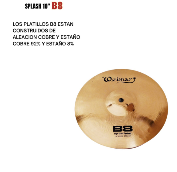 OZIMAR | PLATILLO MARCA OZIMAR TIPO SPLASH 10&quot; SERIE B8: ALEACIÓN DE 92% COBRE Y 8% ESTAÑO