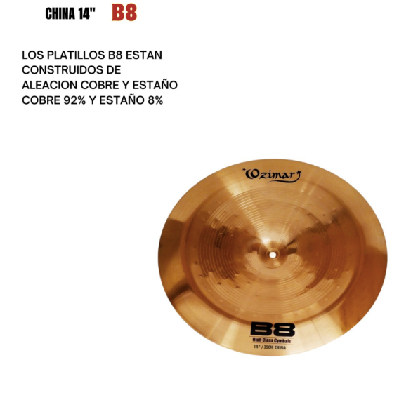 OZIMAR | PLATILLO MARCA OZIMAR TIPO CHINA 14&quot; SERIE B8: ALEACIÓN DE 92% COBRE Y 8% ESTAÑO