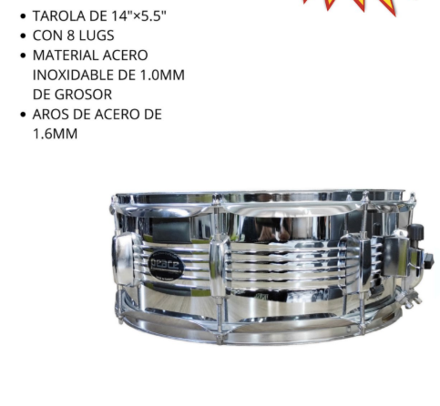 PEACE | TAROLA CROMADA 14\&quot; X 5,5\&quot; 6 LUGS
