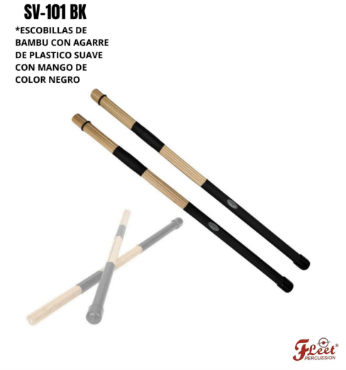 FLEET MUSIC | ESCOBILLAS DE MADERA DE BAMBU, CON AGARRE DE PLÁSTICO SUAVE