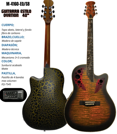 SMIGER | GUITARRA ELECTROACÚSTICA ESTILO OVATION DE 40 PULGADAS