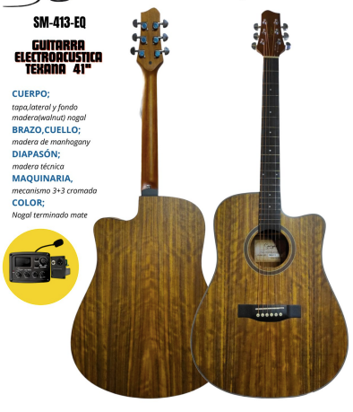 SMIGER | GUITARRA ELECTROACÚSTICA TEXANA CON CORTE DE 41 PULGADAS