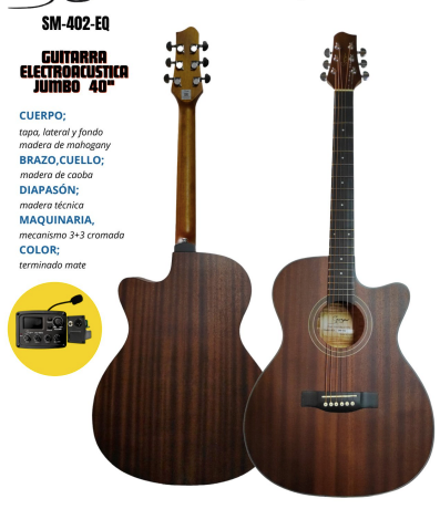 SMIGER | GUITARRA ELECTROACÚSTICA CON CORTE DE 40 PULGADAS