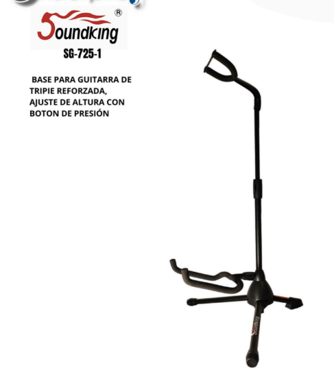 SOUNDKING | BASE PARA GUITARRA DE TRIPIE REFORZADA, AJUSTE DE ALTURA CON BOTON DE PRESION