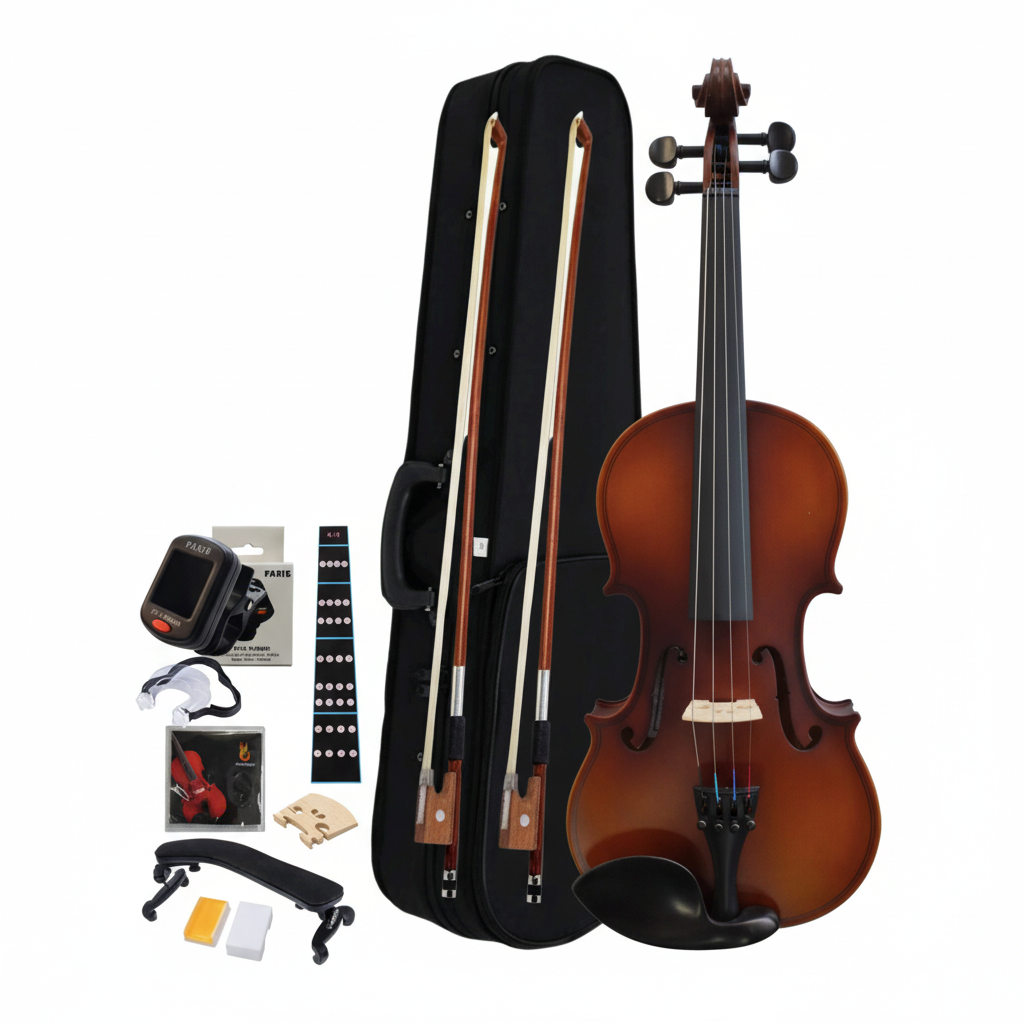 PARIS | VIOLÍN 1/2 TERMINADO NATURAL ANTIGUO MATE, PARTES DE MADERA TÉCNICA, MICROAFINADORES NEGROS