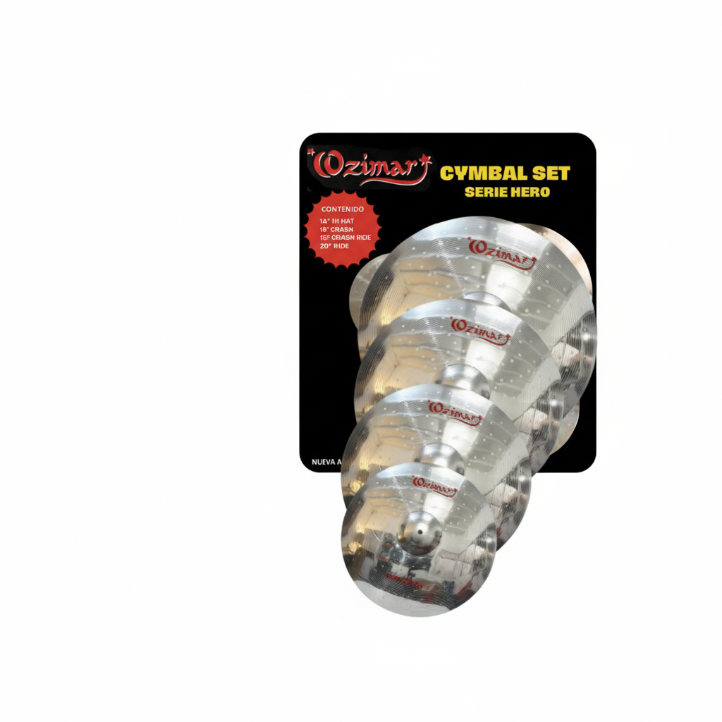 OZIMAR | PAQUETE DE PLATILLOS HERO CON 3 PARES DE BAQUETAS 5A MARCA EVOLUTION Y FUNDA