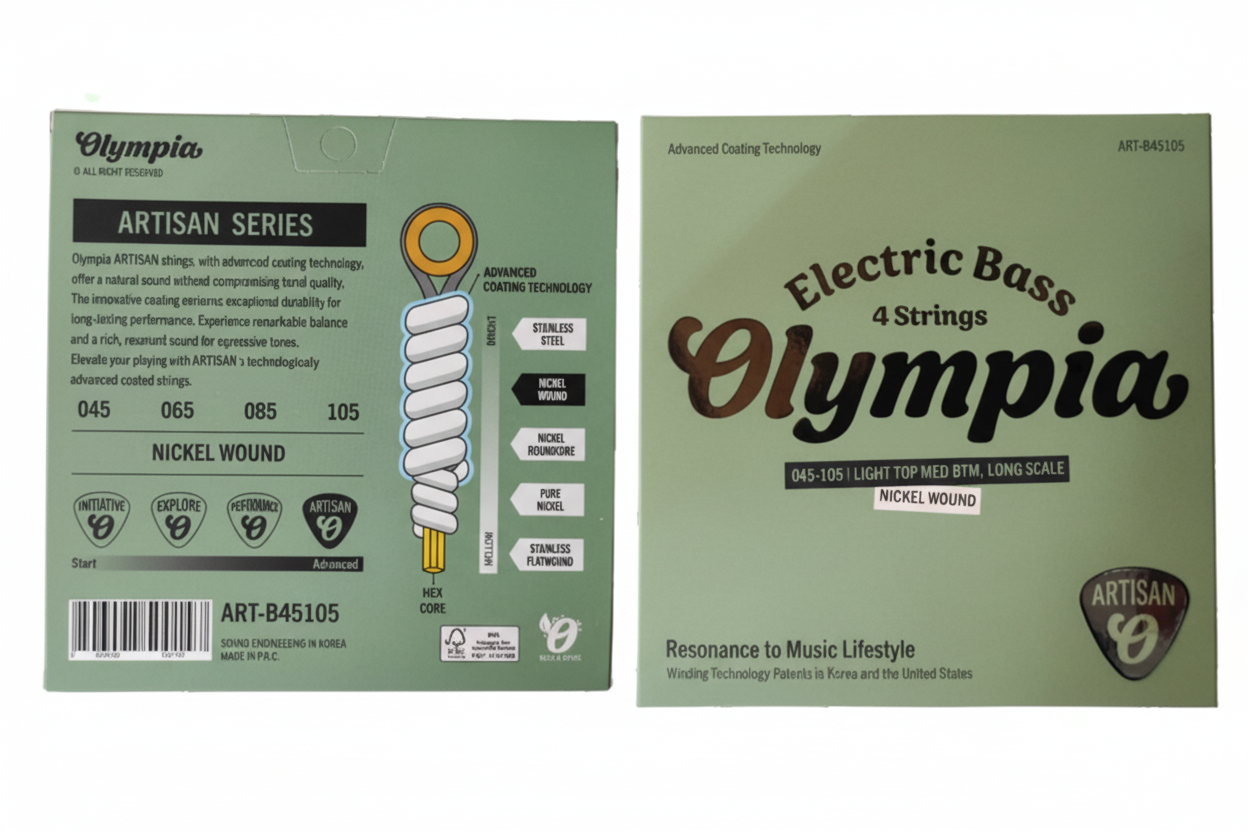 OLYMPIA | CUERDAS PARA BAJO ELECTRICO , ARTISAN COATED, NICKEL WOUND, 045-105