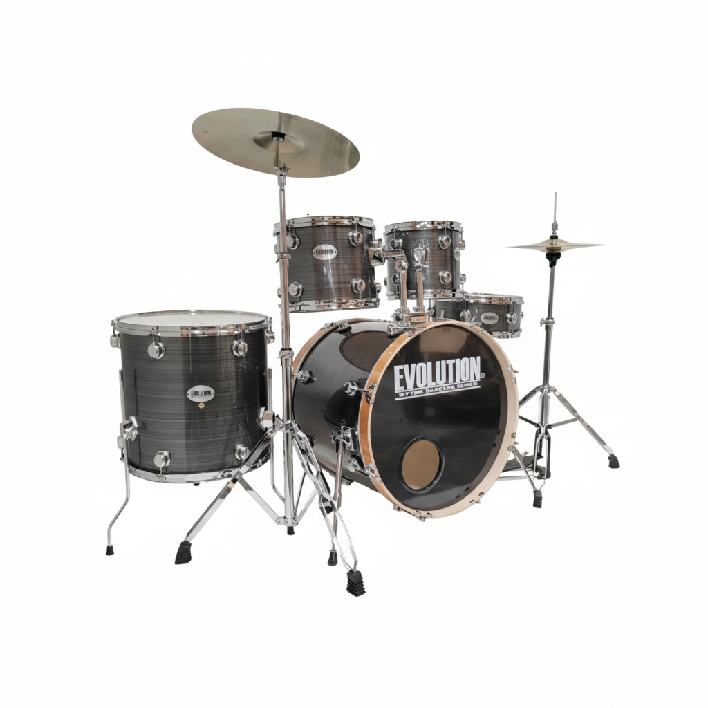 EVOLUTION | BATERIA NYTRO X FACTOR CON PLATILLOS, COLO PLATA CON RAYAS