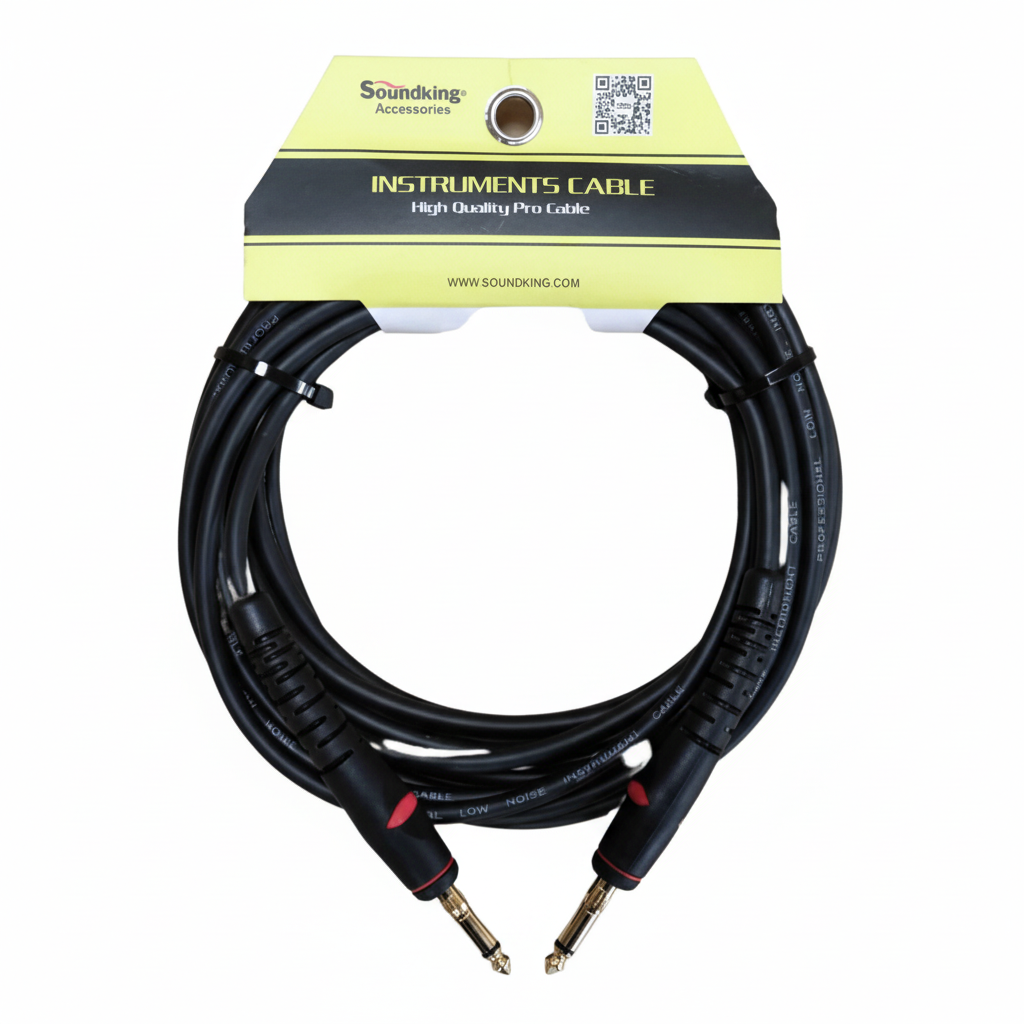 SOUNDKING | CABLE PARA INSTRUMENTO FLEXIBLE PLUG A PLUG DE 6.3 MM BLINDADO 3 MTS