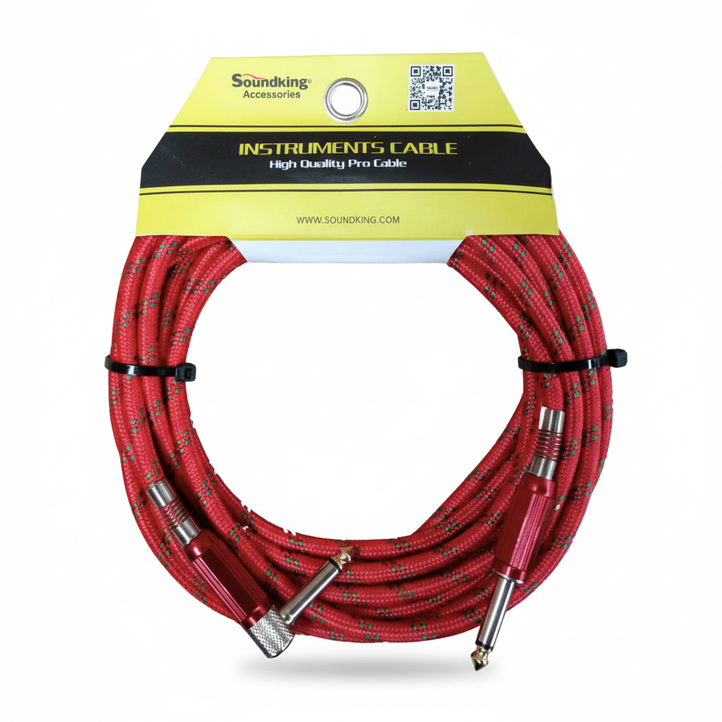 SOUNDKING | CABLE PARA INSTRUMENTO TIPO PLANCHA COLOR ROJO EN L 3M