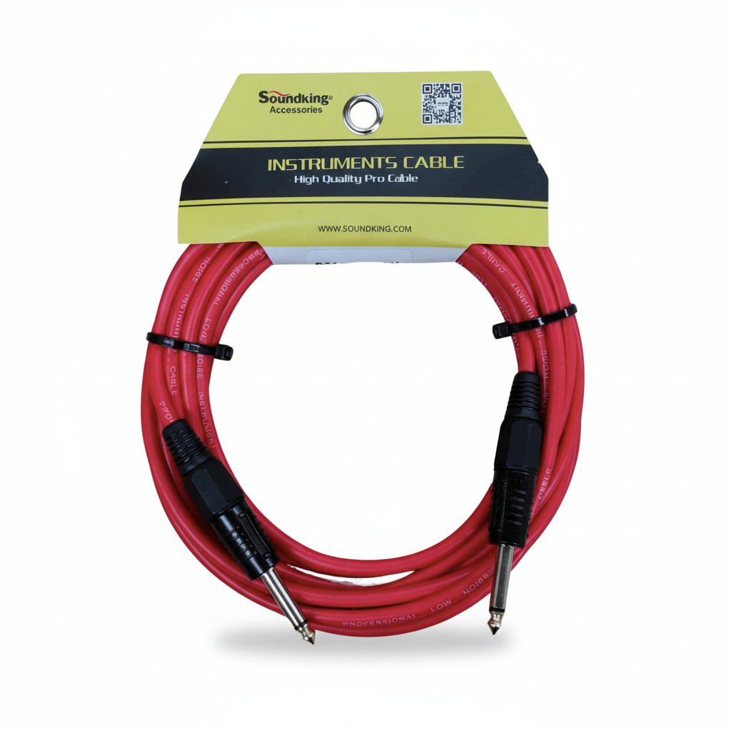 SOUNDKING | CABLE PARA INSTRUMENTO ULTRA FLEXIBLE PLUG A PLUG 6.3MM. 4.6 MTS. COLOR ROJO
