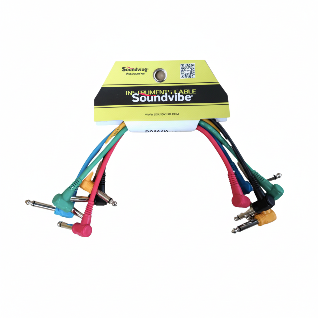 SOUNDKING | JUEGO DE 5 CABLES DE PARCHE PARA PEDAL DE EFECTO EN ANGULO RECTO 30 CM.