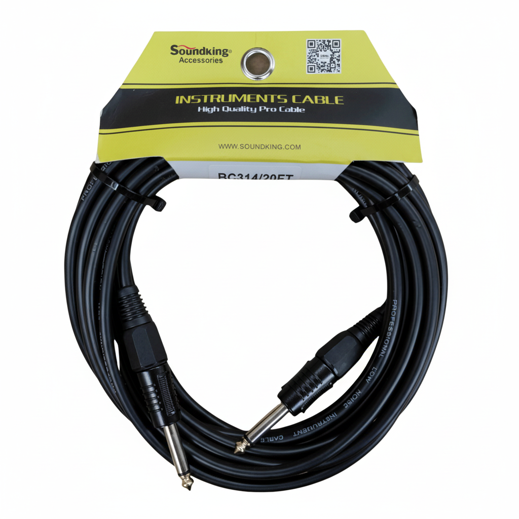 SOUNDKING | CABLE PARA INSTRUMENTO ULTRA FLEXIBLE PLUG A PLUG 6.3MM. 4.6 MTS. COLOR NEGRO