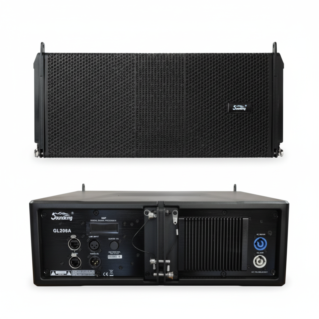SOUNDKING |  MODULO LINE ARRAY ACTIVOS DE 2 VIAS, CON DSP INCORPORADO, POTENCIA NOMINAL 400W CUENTA CON UN TWEETER DE NEODIMIO DE 3" Y DOS BOCINAS DE GRAVES MEDIOS DE 6,5"