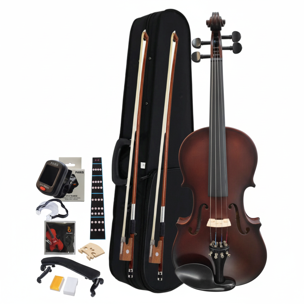 PARIS | VIOLÍN 1/2 TERMINADO MATE RETRO, TAPA Y FONDO DE MADERA MACIZA