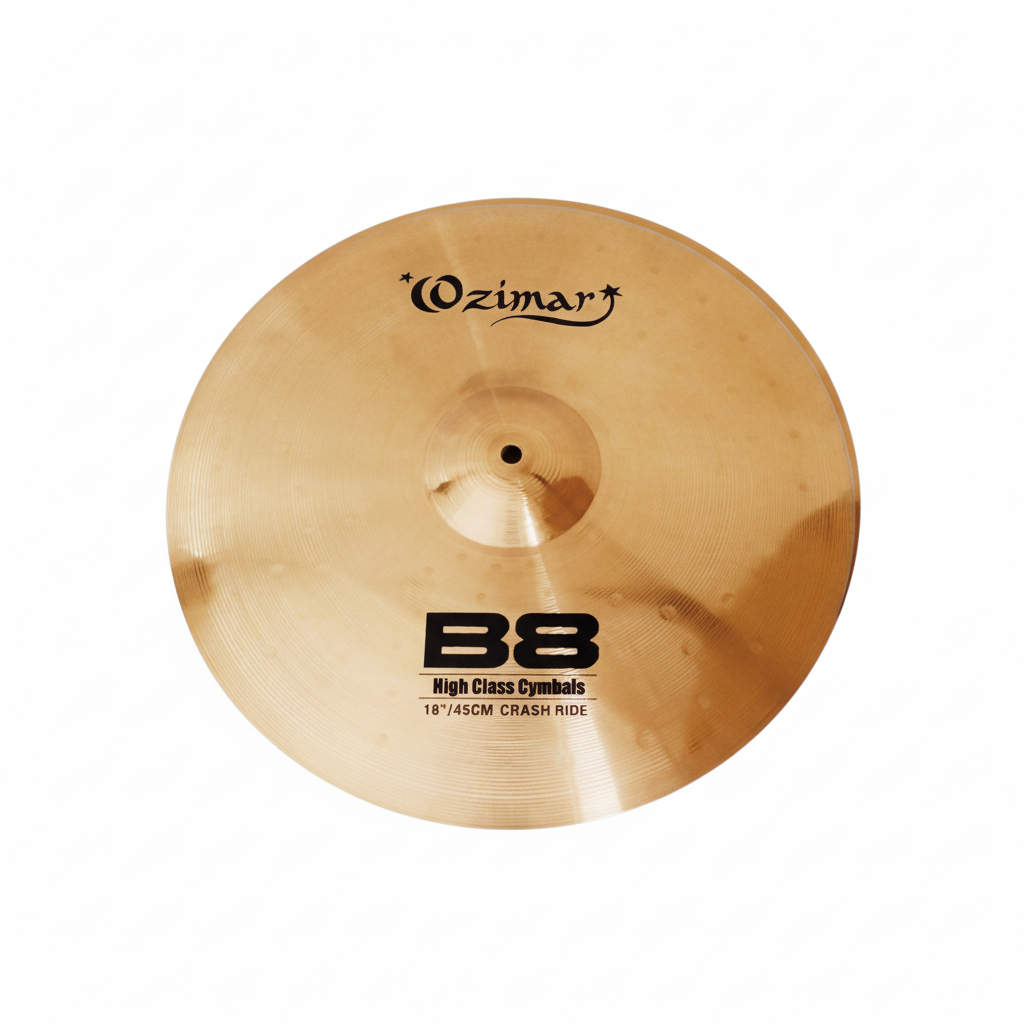 OZIMAR | PLATILLO MARCA OZIMAR TIPO CRASH-RIDE 18" SERIE B8: ALEACIÓN DE 92% COBRE Y 8% ESTAÑO