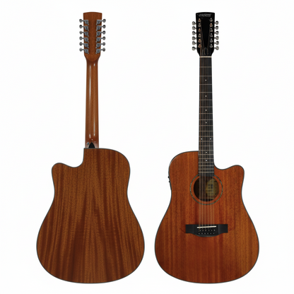 MUSICARTNEY | GUITARRA ELECTROACUSTICA DE 12 CUERDAS  ALTO BRILLO  COLOR MARRON GLOSS
