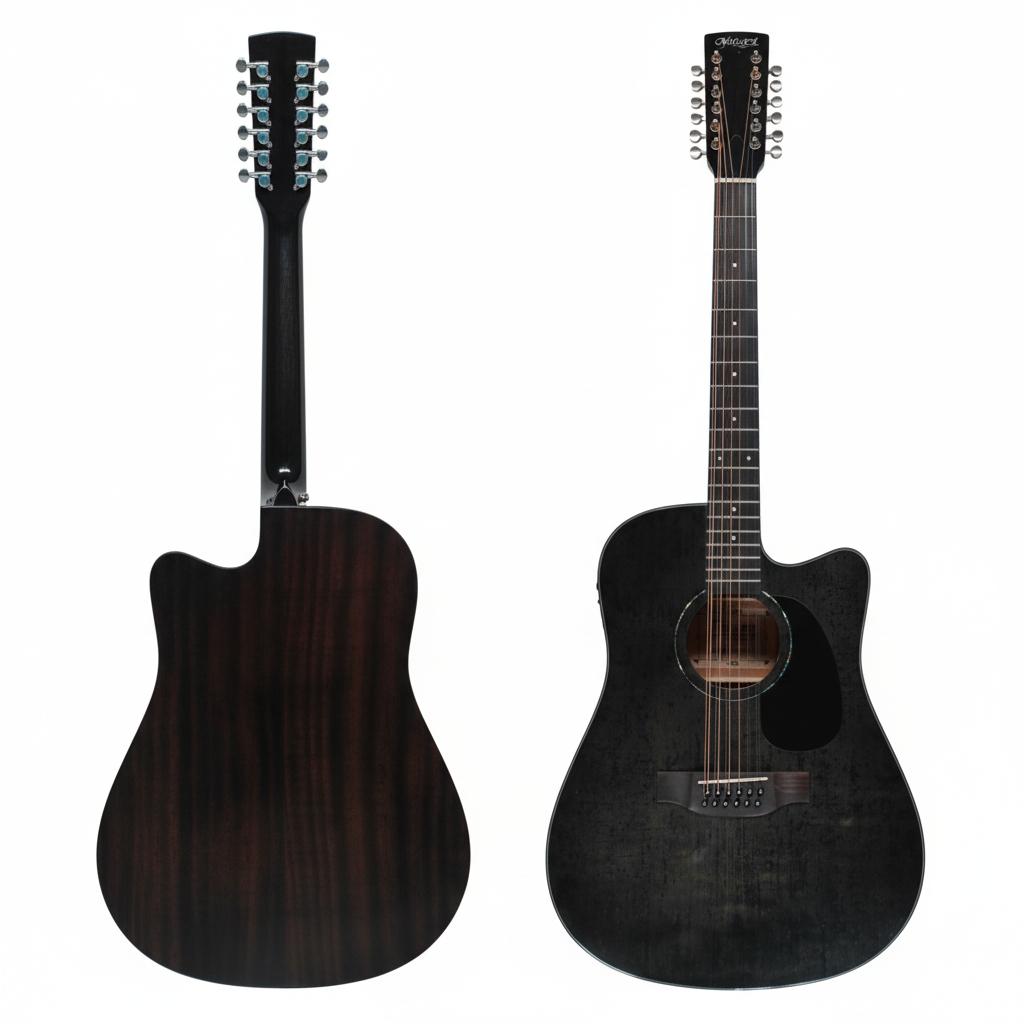 MUSICARTNEY | GUITARRA ELECTROACÚSTICA DE 12 CUERDAS  ALTO BRILLO COLOR NEGRO