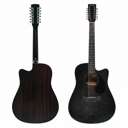 MUSICARTNEY | GUITARRA ELECTROACÚSTICA DE 12 CUERDAS  ALTO BRILLO COLOR NEGRO