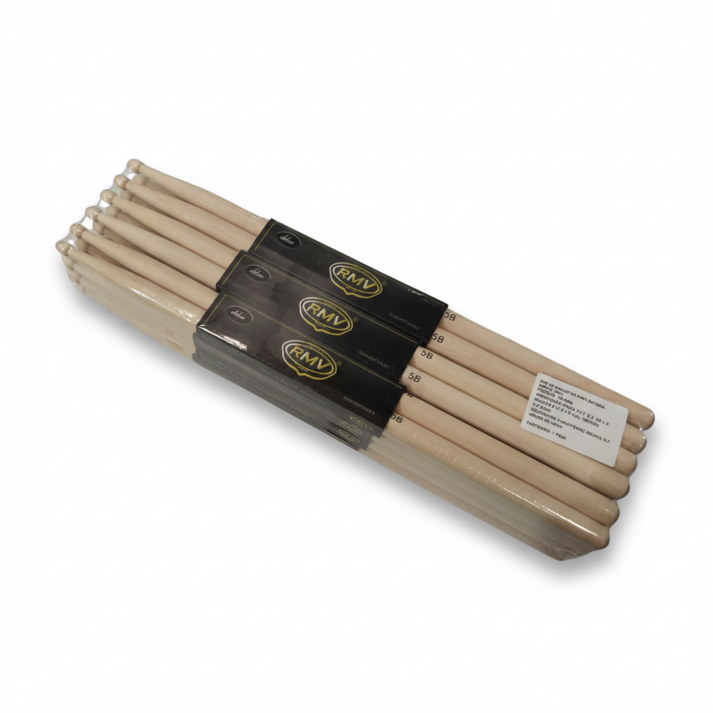 FLEET MUSIC | BAQUETAS DE MAPLE PUNTA DE MADERA MEDIDA 5B COLOR NATURAL