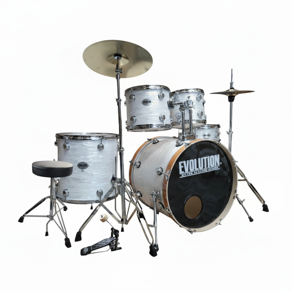 EVOLUTION | BATERIA NYTRO X FACTOR 5 PZAS. 10\" 12\" 14\" 16\" 22\" (AROS DE MADERA 22\") COLOR STRATA WHITE