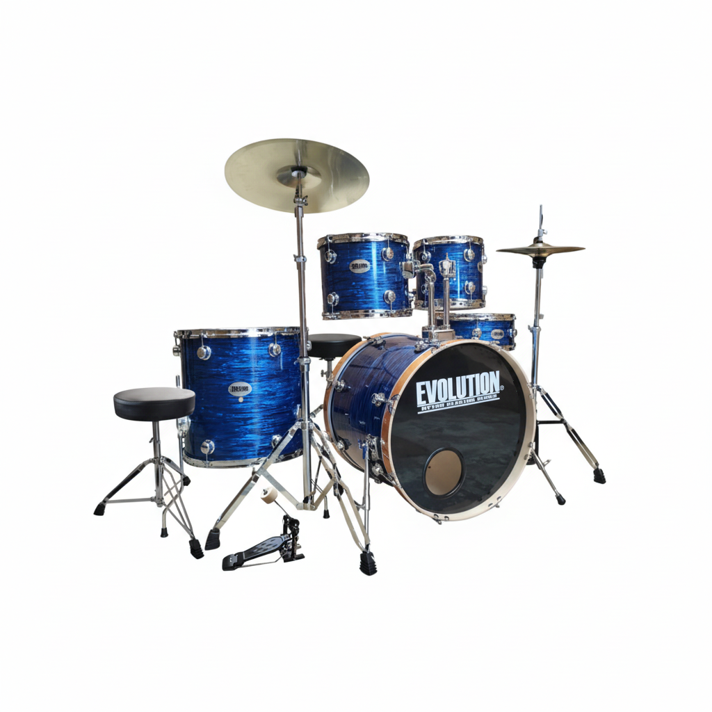 EVOLUTION | BATERIA NYTRO X FACTOR 5 PZAS. 10\" 12\" 14\" 16\" 22\" (AROS DE MADERA 22\") COLOR STRATA BLUE.