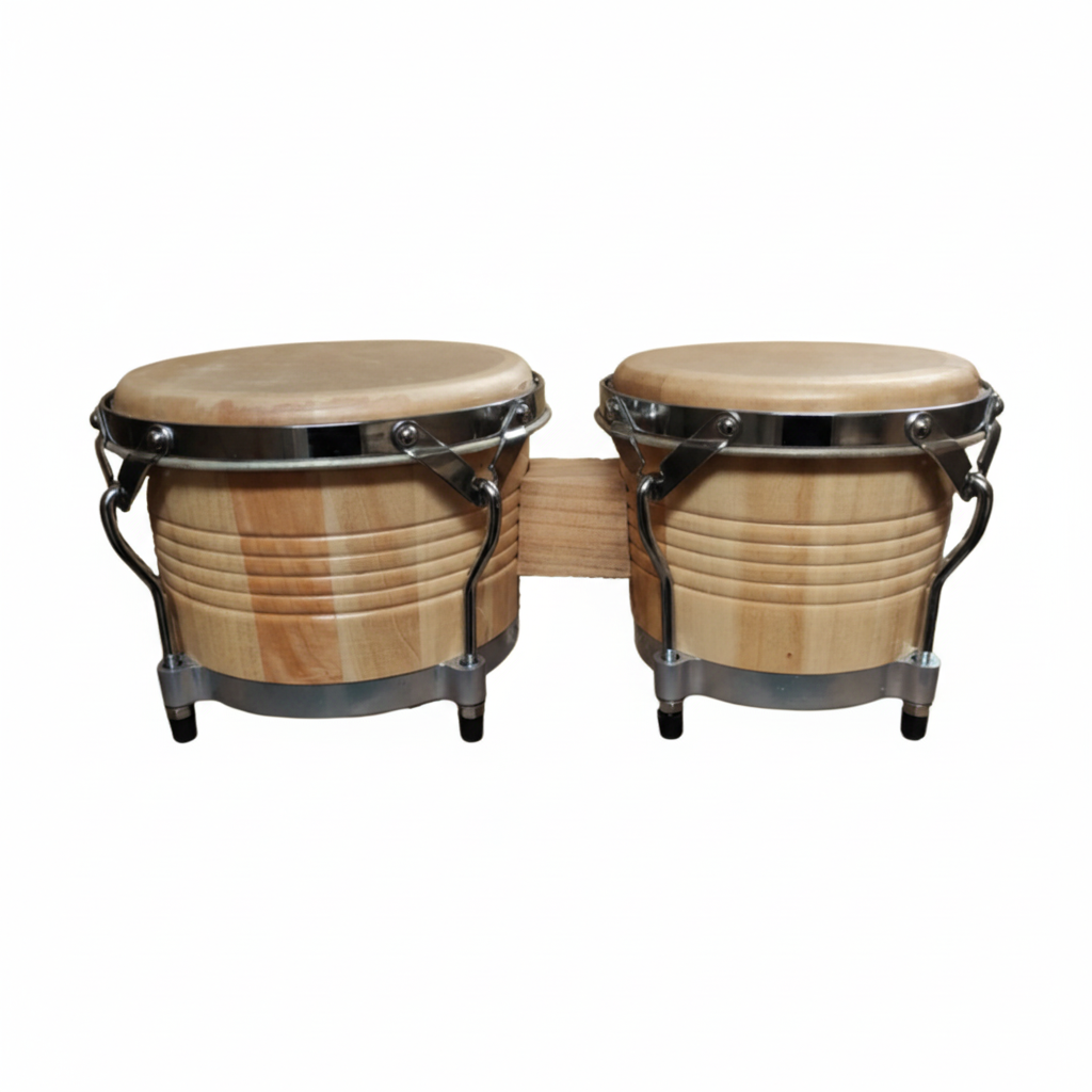 ＤＲＵＭＴΣ |  BONGOES DE MADERA COLOR NATURAL CON ARO TRADICIONAL 7" Y 8.5"