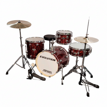 EVOLUTION | BATERÍA EVOLUTION TRAVEL FABRICADA EN MADERA DE ARCE COLOR ROJO PERLADO.